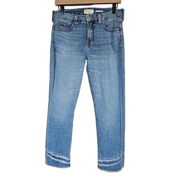 Jen7 by 7 For All Mankind Ankle Straight Jeans Raw Hem Women's 8 Casual Weeked - Picture 2 of 12